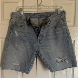 Levi's Light Blue Distressed Jean Shorts